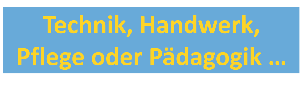 Technik, Handwerk, Pflege oder Pädagogik 