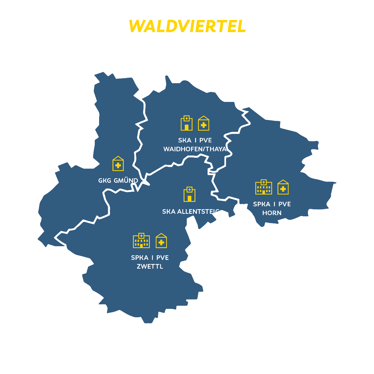 Karte Waldviertel mit eingezeichneten Standorten