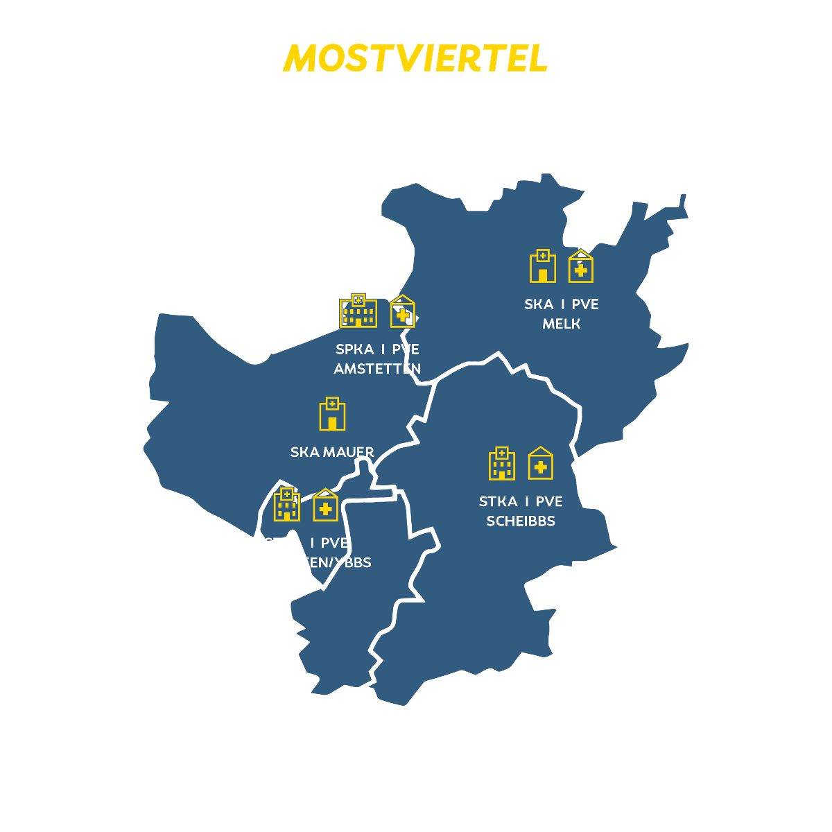 Karte Mostviertel mit eingezeichneten Standorten