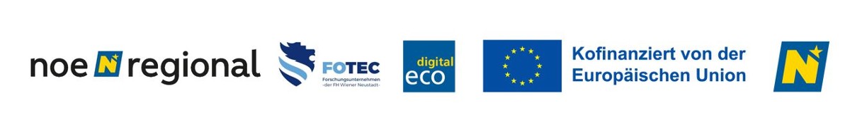 Logos von: Land Niederösterreich; 100 Jahre Niederösterreich; DIH HOST; FOTEC; NÖ regional